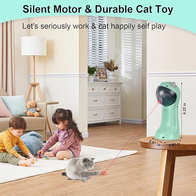 TBTeek Cat Toy Motion-Activated, Rechargeable Automatic Cat Toy with Rotating Red Light, 4 Speed Modes for Indoor Cats, Kittens & Dogs(Green)