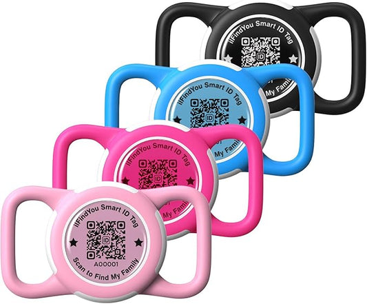 4 Pack Waterproof AirTag Dog Collar Holder for Apple Tracker QR Code Case Mix Colors