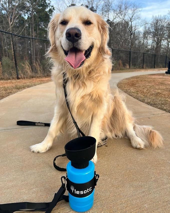 Lesotc Dog Water Bottle, Portable Water Dispenser with Water Bowl, Leak Proof Pet Travel Squeeze Bottle, Puppy Essentials Dog Stuff Accessories for Outdoor Walking, Hiking, Camping Doggie Gift