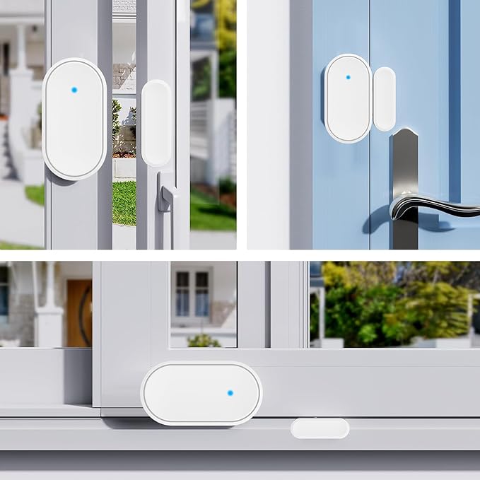 Door Sensor Detector,Smart Wireless Window Sensor Real time Alarm Compatible with Security Alarm System&Alexa&Google Assistant,Home Security Door Open Contact Sensor for Bussiness Burglar Alert
