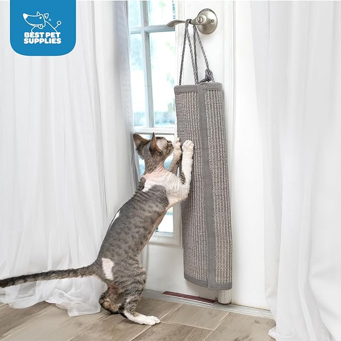 Best Pet Supplies Catify Cat Scratcher, Fun Interactive Scratchers, Posts, Poles, Claw Safe, Furniture Saver Indoor Play Support Natural Cat Behaviors Heavy Duty - Log (Cream)