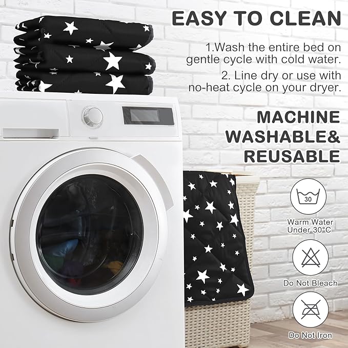 Namalu 4 Pack Self Warming Cat Bed Self Heating Cat Mat Star Pattern Soft Dog Crate Pad Thermal Pet Mat Anti Slip Kennel Dog Washable Warming Bed for Outdoor Indoor(18 x 18 Inch,Black)