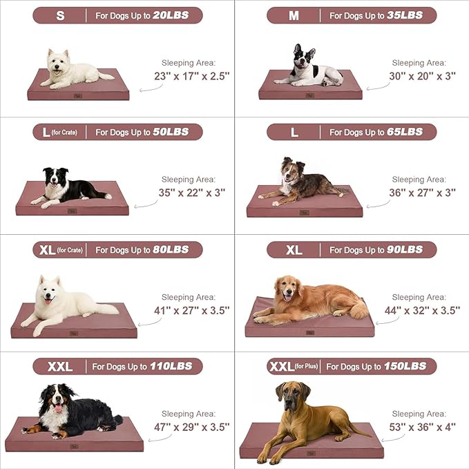 Outdoor Orthopedic Dog Bed for Medium Dogs & Cats, Waterproof Flat Pet Mat with Egg Crate Foam & Washable Removable Oxford Cover, 30x20 Inch, Pink