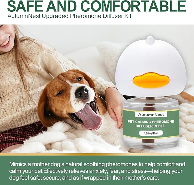 Dog Calming Pheromone Diffuser Refills, 4 Pack 48ml, Helps Dogs Relieve Anxiety, Reduce Stress, Aggression, Barking, Chewing, Scratching, Supports Dogs Travel, Vet Visits, Separation, Loud Noises