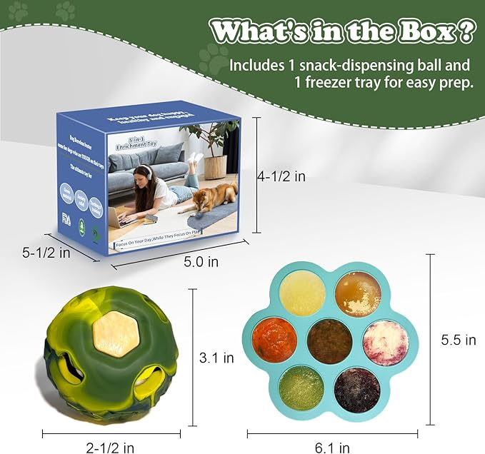 5-in-1 Frozen Dog Enrichment Toys,Interactive Dog Toys with DIY Freezable Fillable Mold,Natural Rubber,Dishwasher Safe(Small)