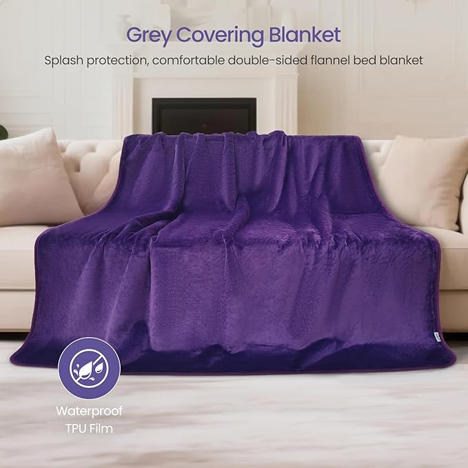 Waterproof Dog Blanket for Couch,Pee Proof Pet Blanket with 3-Layer Protection,Reversible Sherpa & Flannel Furniture Protector for Sofa Bed Car,Gifts for Cat Dog Lovers Christmas,50"x60",Purple
