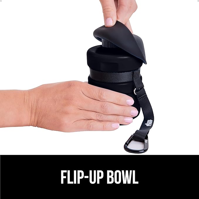 GORILLA GRIP Dog Water Bottle, Portable Water Bowl Dispenser for Dogs, 20 oz Leak Proof Pet Travel Squeeze Bottles, Food Grade Silicone, to Go Puppy Essentials, Hiking Camping Trip Accessories, Black