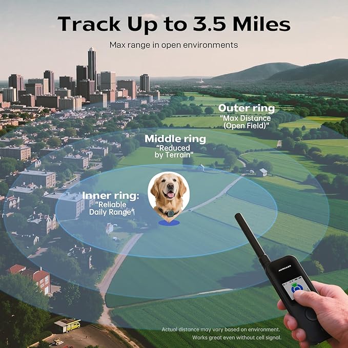 Aorkuler Outdoor GPS Dog Tracker for No-Signal Areas - Outdoor Pet Locator Finder Tracker, Real-Time Tracking for Hiking/Walking/Camping, Works in Remote Wilderness/Farms/Large Parks (Tracker 2)