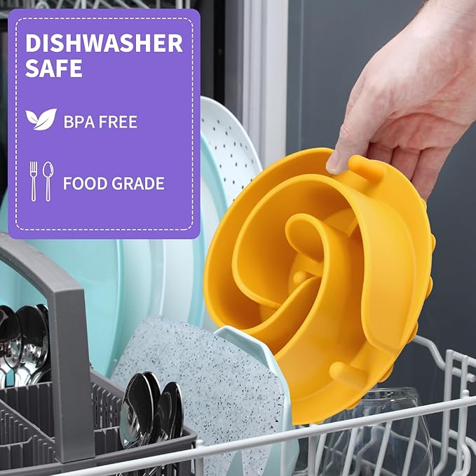 Slow Feeder Dog Bowls Insert, Animire Soft Silicone Slow Eating Dog Food Bowl for Small, Medium and Large Dogs, Compatible with Regular and Elevated Bowls