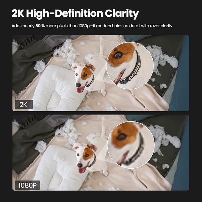 2K Security Camera Indoor/Outdoor, Pet Camera, Baby Monitor, Magnetic Mount, AI Detection, Color Night Vision, SD & Cloud Storage, Works with Alexa, 10FT Extra-Long Cable