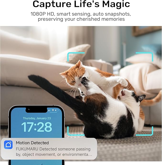 FUKUMARU Automatic Cat Feeder with Rotating Camera,1080P HD Video with Night Vision, 5G WiFi APP Control Pet Feeder, 2-Way Audio, Low Food, Motion & Sound Alerts