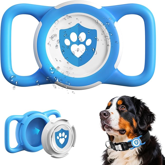 Waterproof AirTag Dog Collar Holder for Apple Tracker Blue