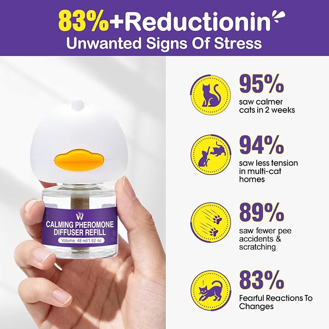 Cat Calming Diffuser Premium Cat Pheromones Calming Diffuser Effectively Relieve Anxiety Stress Aggression Cats Refill Reduce Fighting Spraying and Scratching Calm Relaxing Plugin 800 sq ft Coverage