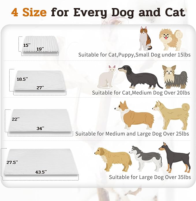 NWK Pack of 4 Fluffy Self Warming Cat Mat, Cat Blanket, Thermal Dog Mat, Washable, Non-Slip Bottom for Sofa & Crate & Kennel & Car Seat (Creamy White, X-Large (43.5'' X 27.5'' X 0.7''))