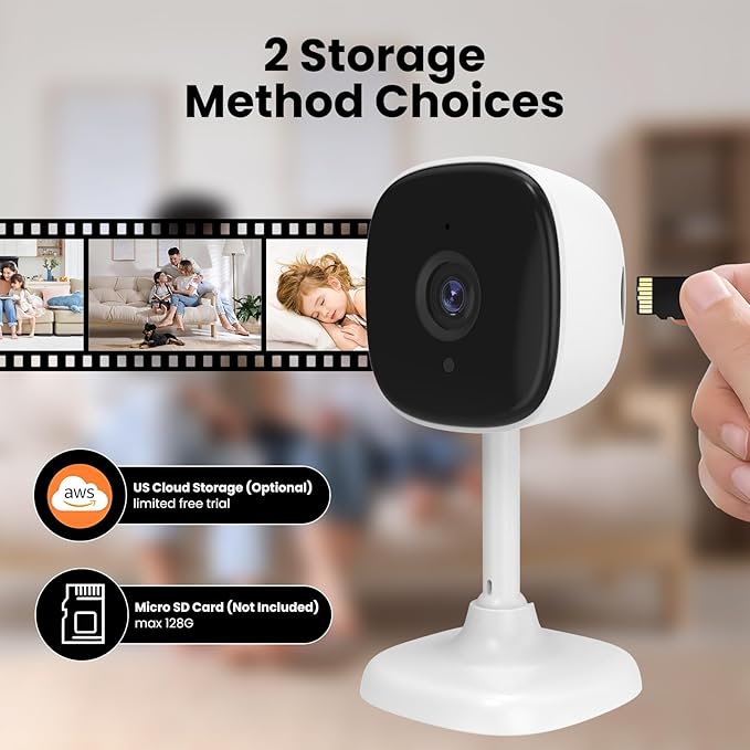 4 Pack Indoor Camera Wireless, Pet/Baby/Elderly Security Cameras, AI Motion Detection, Night Vision, 24/7 Recording, 2-Way Talk, Cloud/SD Storage, Work with Alexa & Google Assistant, 2.4GHz WiFi