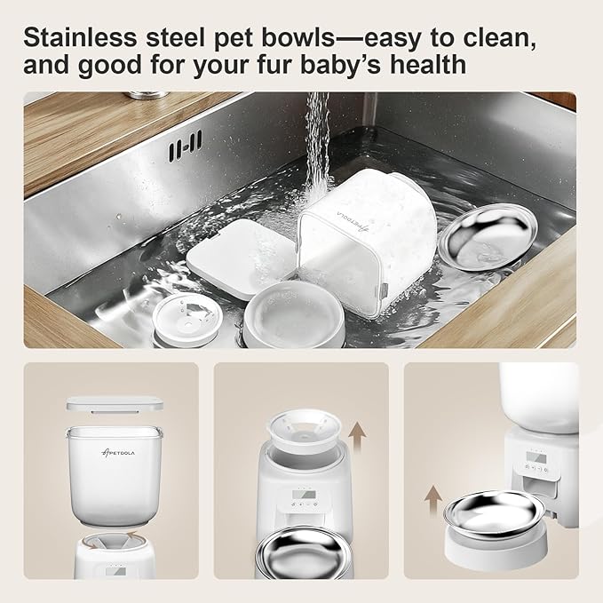 Automatic Cat Feeder, 4L/17Cups Timed Cat Dry Food Dispenser with Dual Power Supply, Programmable Portion Control, Auto Pet Feeder for Cats and Dogs