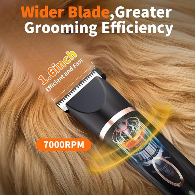 Dog Clippers Grooming Kit with Paw Trimmer, 3 in 1 Low Noise Electric Rechargeable Cordless Pet Shaver with Nail Grinder Dog Hair Trimmer for Dogs Cats and Other Pets