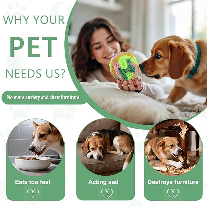 Vibrant Snuffle Ball for Dogs, Playful Color-Mix Slow Feeder Toy, Eye-Catching Interactive Puzzle for Mental Enrichment, Indoor Fun for Small Medium Large Dogs