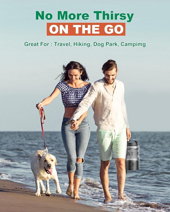 Dog Water Bottle Portable Bowls - 95oz Large Travel Water Bowl Dispenser for Dogs, Pet Camping Beach Essentials Traveling Car Park Accessories, Leak Proof Pet Drinking Dispenser for On The Go, Black