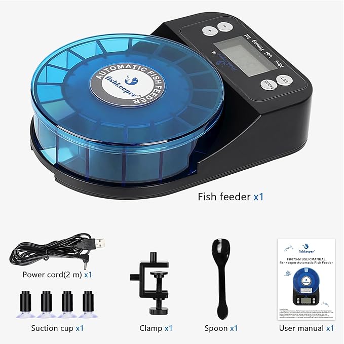 fishkeeper Automatic Fish Feeder for Aquarium - 2025 Upgraded Rechargeable and Precision Fish Feeder Auto Dispenser for Betta Fish & Turtle, Moisture & Proof Vacation Self Feeding(Memory Function)