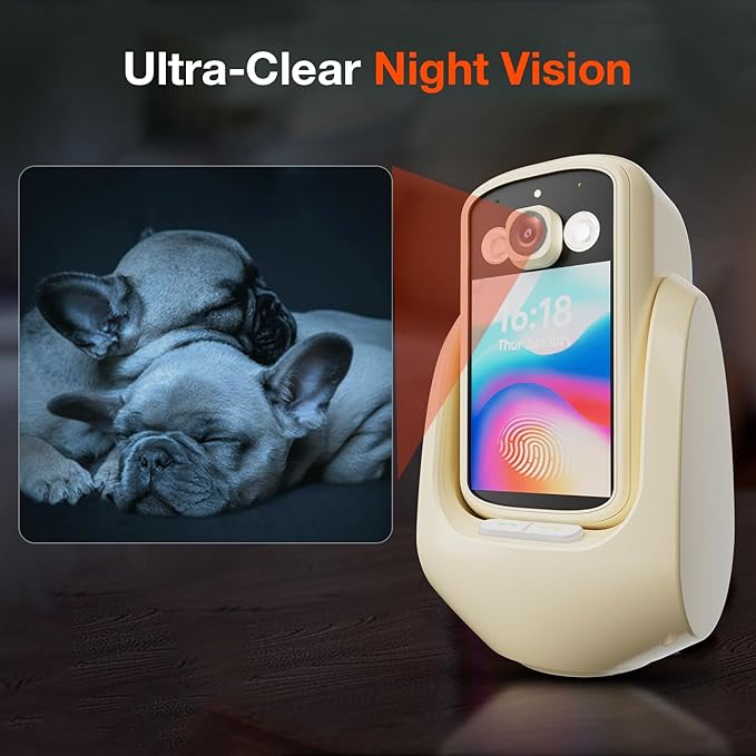 2-Way Video Calling Camera with 2.8" Display, In-House Monitoring Pet Camera with Speaker, 360° View PTZ WiFi AI Motion Detection Indoor for Puppy/Cat/Dog with Phone App Control, Indoor Home Security