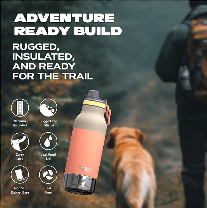 Asobu Dog Barky Bottle – Insulated Stainless Steel Water Bottle with 2 Removable Dog Bowls for Food, Treats & Water – Pet-Friendly Travel Bottle for Hiking, Road Trips & Outdoor Adventures