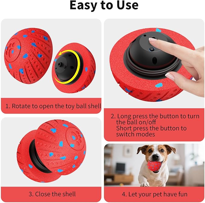 Smart Interactive Dog Toys, Activated Moving, Bouncing, Rotating Ball for Medium/Large Dogs, 2025 E-TPU Material, Motion-Activated Dog Ball to Keep Them Busy, IP54 Waterproof, Christmas Dog Gift