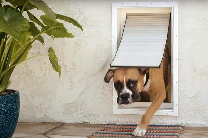 Armor Flex Air Tight Aluminum Frame Pet Doors by High Tech Pet - Dog Door or Cat Door for Wall Installation - Magnetic Latching Closure - Large Dog Doors - Includes Wall Tunnel - AF2-LW