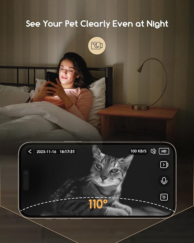 Faroro Automatic Cat Feeder with Camera, 3MP HD Video with Night Vision, 5G WiFi Cat Feeder Automatic with APP Control, 2-Way Audio, Low Food Sensor, Motion Alerts for Cats and Dogs