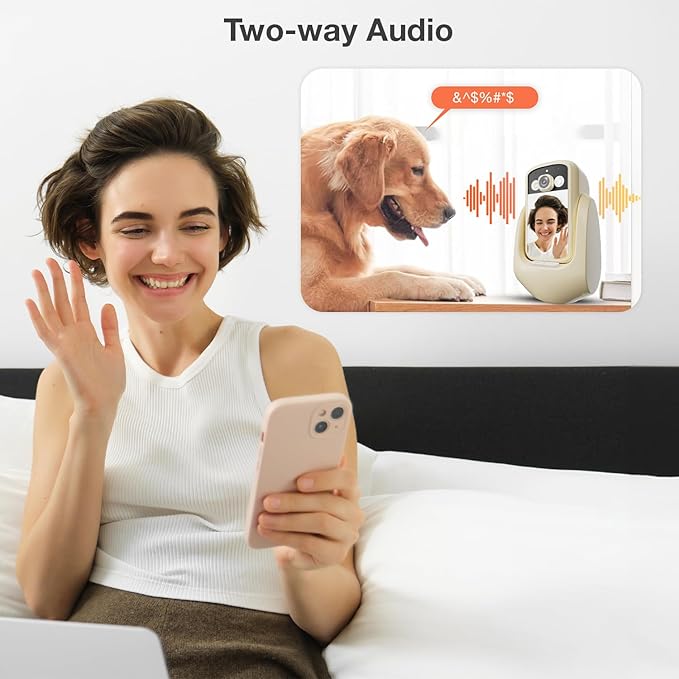 2-Way Video Calling Camera with 2.8" Display, In-House Monitoring Pet Camera with Speaker, 360° View PTZ WiFi AI Motion Detection Indoor for Puppy/Cat/Dog with Phone App Control, Indoor Home Security