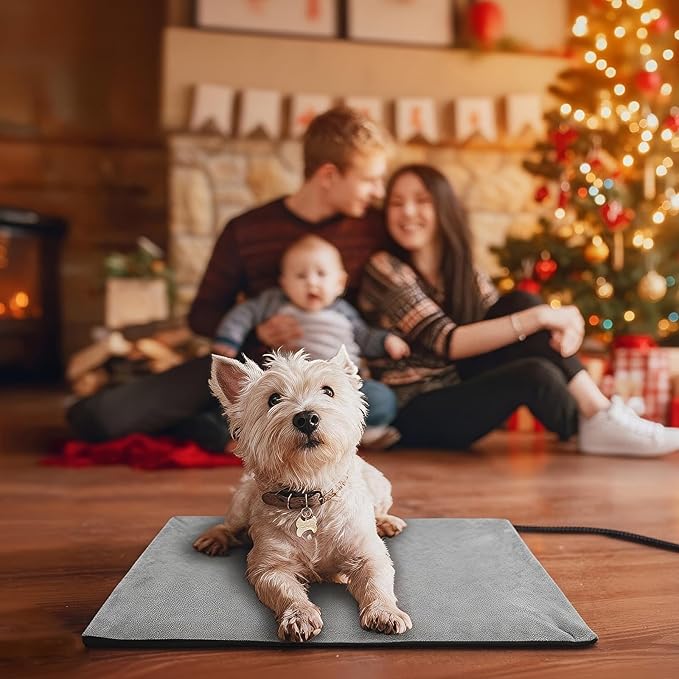 Toozey Small Pet Heating Pad, 6 Adjustable Temperature Dog Cat Heating Pad with Timer, Waterproof Heated Cat Bed with Chew Resistant Cord, Indoor Electric Pet Heated Mat 18x16in