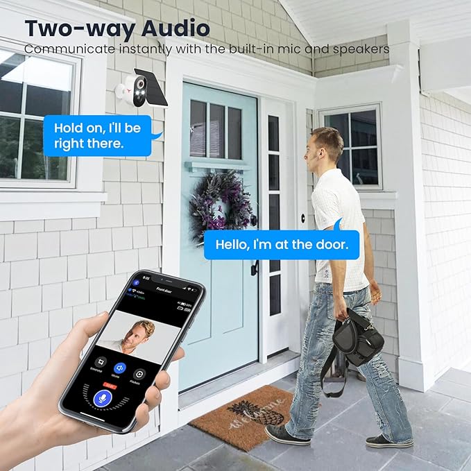 1080p Wireless Security Camera with Solar Panel, AI Human Detection, 2-Way Talk, Night Vision, Cloud Storage (Sold Separately), Battery Included, Home Security, 2.4GHz WiFi Only (2 Pack)