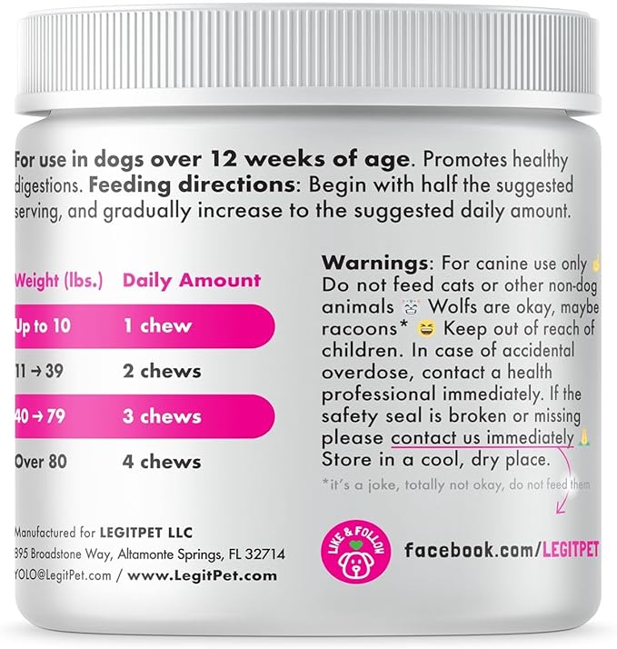 Probiotics for Dogs Natural Digestive Enzymes Prebiotics for Allergy Itch Relief Gut Flora Coprophagia Bowel Support Treatment Anti Diarrhea for Dogs Pet Health Immune System Support 120 Soft Chews