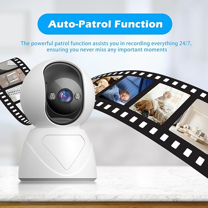 3MP Indoor Pan/Tilt Security Camera, 5G WiFi 360° Rotating Home Cameras for Baby Monitor/Pet Camera, Auto-Focus&Zoom,Motion Detection,2-Way Audio,Siren,Color Night Vision,Cloud&SD Card