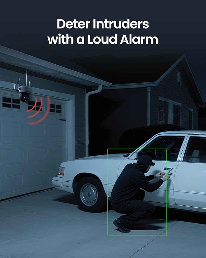 ZOSI C290 4K 8MP UHD Wired WiFi Security Camera Outdoor Indoor, Plug-in Pan/Tilt IP Camera, AI Human Face Vehicle Detection, Auto Tracking, Night Vision, Siren Alarm, 2-Way Audio, 64GB Memory Card