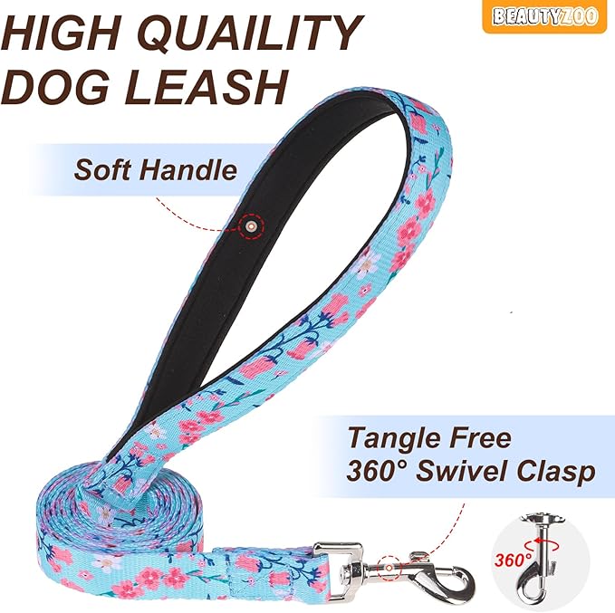 BEAUTYZOO No Pull Dog Harness Large, Adjustable Dog Harness and Leash Set -Easy Wearing with 3 Buckles/Control Handle,No Choke Soft Padded Reflective Pet Vest for Training Walking Hiking,Blue L
