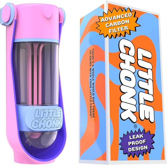 Lil Gulp Dog Water Bottle | Advanced Carbon Filtration for Safe Filtered Water on The Go | BPA-Free Leak-Proof Portable Dog Travel Water Bottle with Retractable Water Spout 15 Fl oz - Cotton Candy