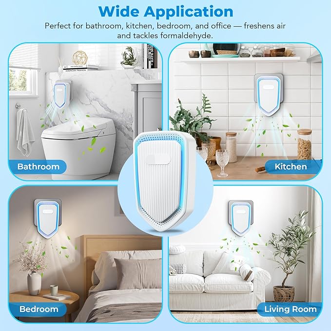 Air Ionizers Plug In Negative Ion Air Purifiers Quiet Air Freshener for Home Bedroom Office Basement - Portable Mini Air Cleaner Odor, Smoke, Dust, Pet Smell (4, White)