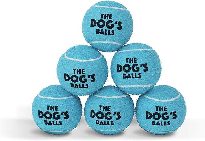The Little Dog's Balls, Dog Tennis Balls, Blue 6-Pack, Strong Toy for Agility Training, Puppy Training, Play, Exercise & Fetch, 1.9 Inches Diameter