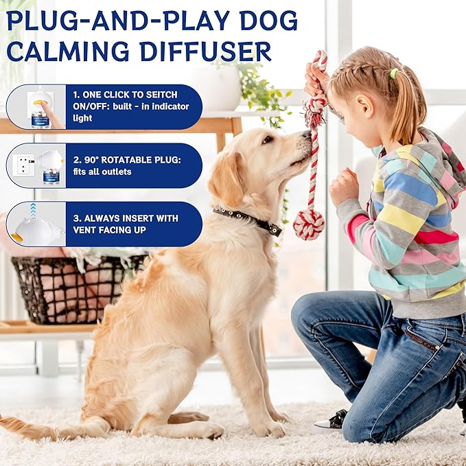 6-in-1 Dog Calming Pheromone Diffuser (2 Plug in + 4 Refills), Relief Anxiety, Storm Stress & Indoor Behavior Support, 120-Day Long Lasting Refill, Natural Odorless Safe Formula