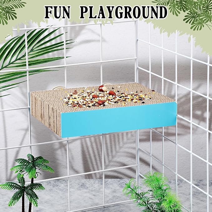 Skyygemm 3 Pcs Bird Chew Toys Parrot Perch Cardboard Platform for Cage Bird Paw Grinding Stand Parrot Cage Playground Exercise Toys for Macaws Small Parakeets Budgies Conure Cockatiel(Medium)