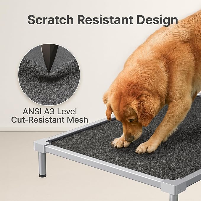 Elevated Dog Bed Medium Size, Chew Proof Aluminum Alloy Heavy Duty Dog Supplies Cooling Raised Pet Cot Indestructible with Anti-Rust Washable Assembly for Crate Outdoor-40.6"x 28.7" x 7"