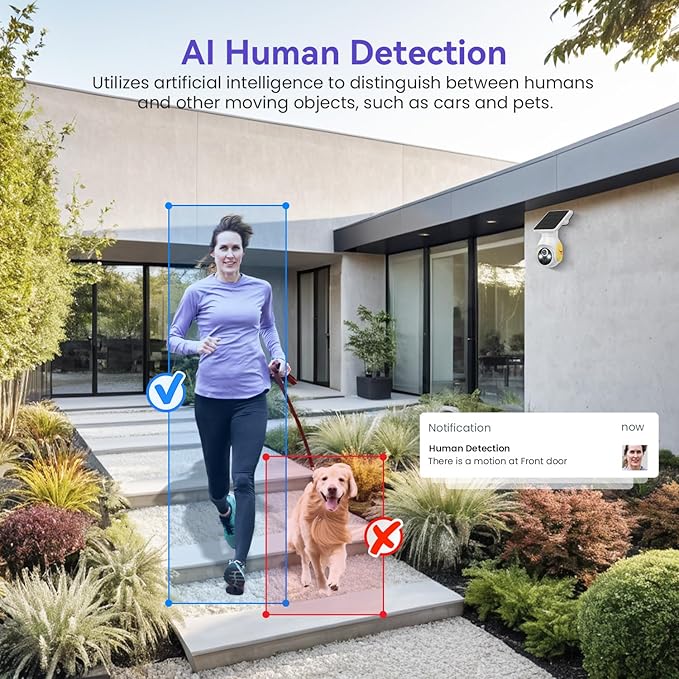 4G LTE Cellular Security Camera with Solar Panel, No WiFi, AI Motion Detection, 360° View Pan/Tilt, 2-Way Talk, 1080P Night Vision, SIM Card Included, Works with Verizon/AT&T/T-Mobile (4G)