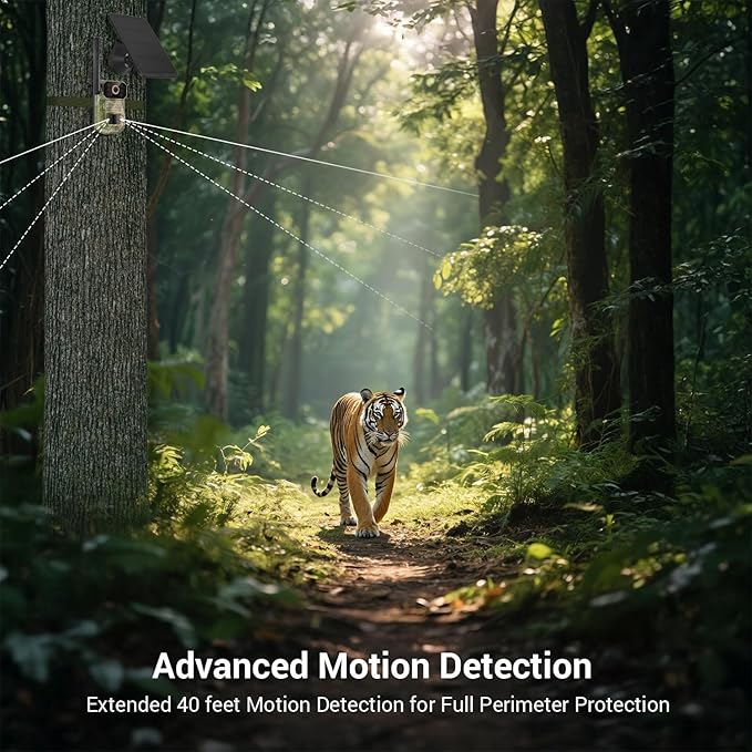 1080p 4G LTE Cellular Camera with Solar Panel, Smart AI Motion Detection, 2-Way Audio, Crisp Night Vision, Cloud Storage, Outdoor Surveillance Security Cam