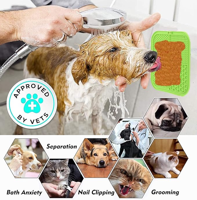 Lick Mat for Dogs, 2 Pcs Dog Lick Mat with Suction Cups for Anxiety, Peanut Butter Dog Licking Mat Slow Feeder Dispensing Treater Lick Pad for Dogs Cats Grooming Bathing and Training Large