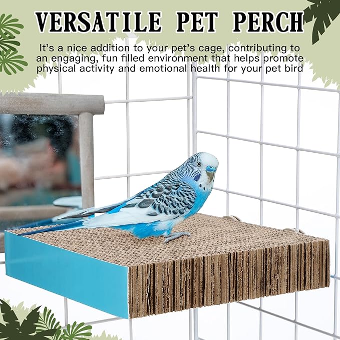 Skyygemm 2 Pieces Bird Chew Toy Parrot Cage Perch Cardboard Platform Bird Paw Grinding Stand Parrot Cage Playground for Macaws, Small Parakeets, Conures, Budgies, Finches Conure Cockatiel (Large)