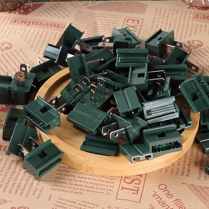 Male Green Gilbert Plugs for 18 Guage SPT-1 Wire, Slip, Vampire, Zip, 25 Pack, UL Listed