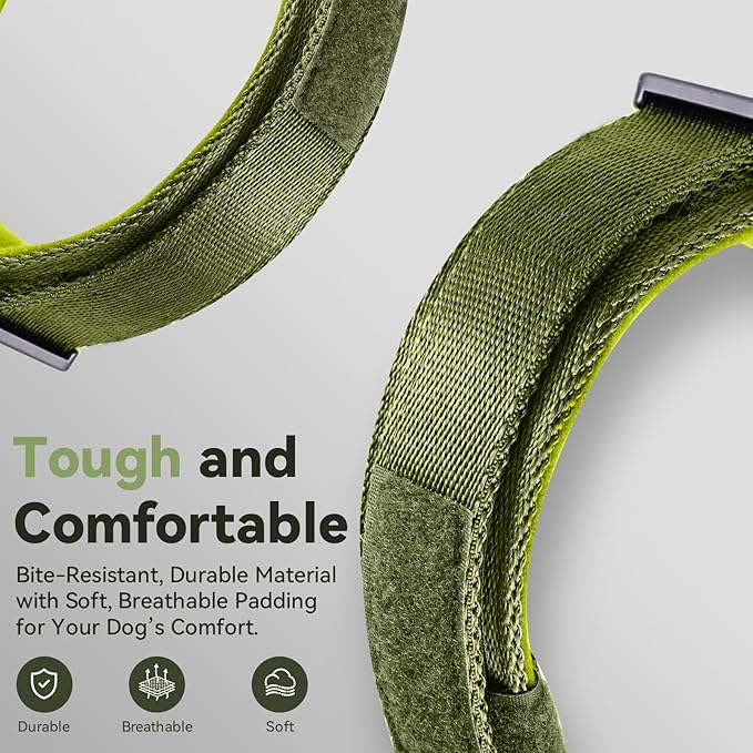 2025 Upgrade Waterproof AirTag Dog Collar, Military Tactical Dog Collar with AirTag Holder, Comfortable Control Handle and Metal Buckle, GPS Dog Collar Holder for Medium to Large Dogs (ArmyGreen, L)