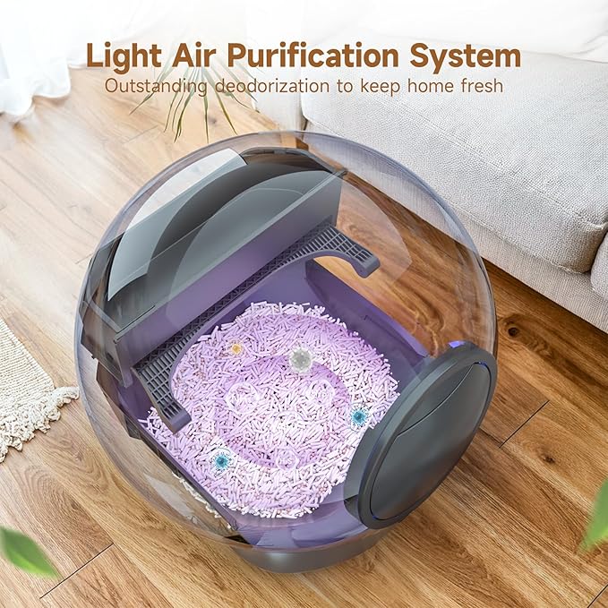 Self Cleaning Litter Box, KungFuPet S2 Automatic Cat Litter Box Self Cleaning for Multi Cats, Extra Large Automatic Litter with Safety Sensor Protection, Odor Removal, Smart APP Control Robot Cat Box