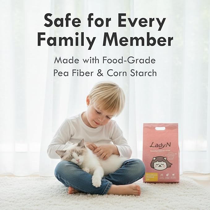 Lady N Granular Tofu Cat Litter Mini-Pellet Compatible with Automatic Self Cleaning Cat Litter Box, Strong Clumping, Low Dust, Activated Charcoal Odor Control 18lb